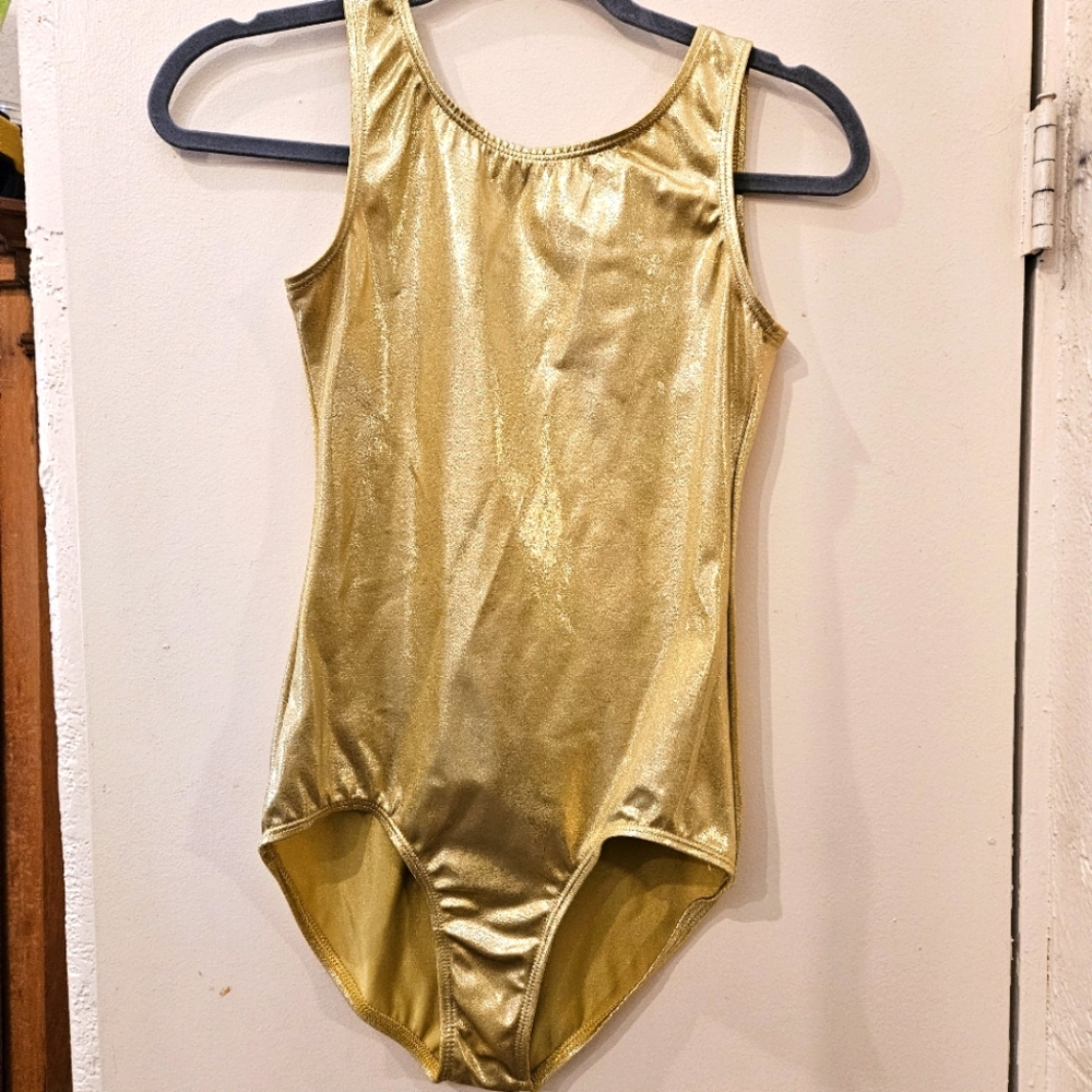 Gold metallic dance leotard bodysuit onesie costume